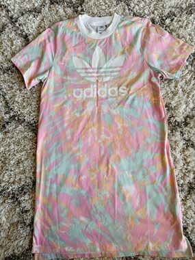 adidas Originals Tie-Dye Logo T-Shirt Dress - Loose Fit - Size Small